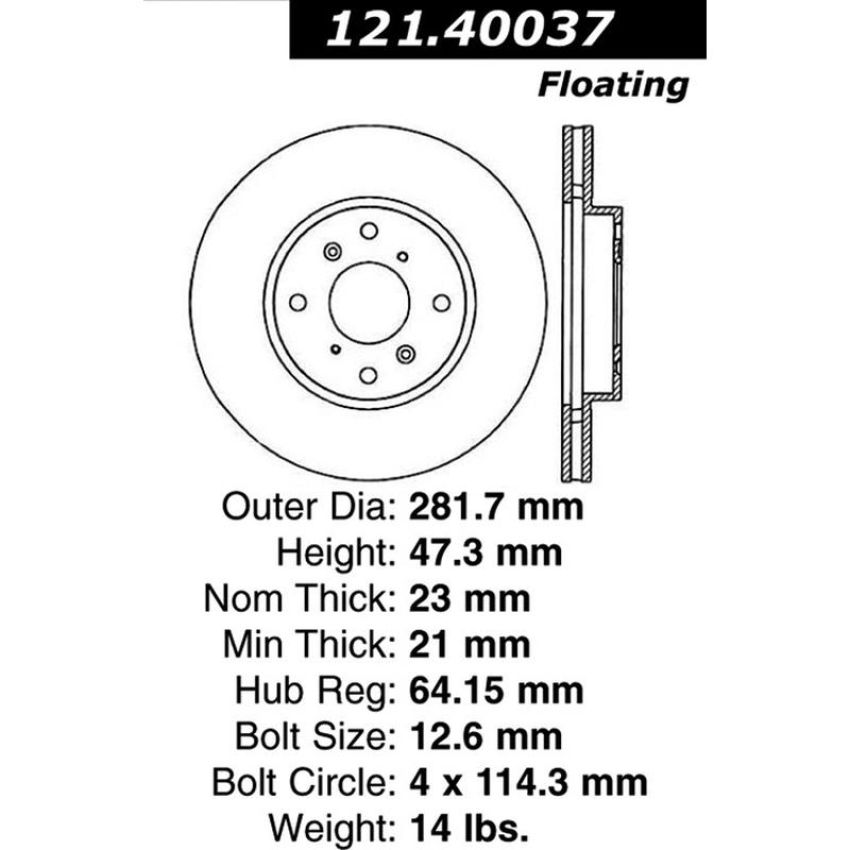 CENTRIC PARTS 121.40037 C-Tek Standard Brake Rotor