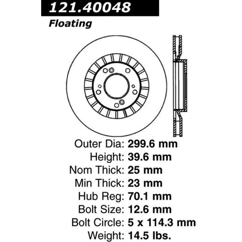 CENTRIC PARTS 121.40048 C-Tek Standard Brake Rotor
