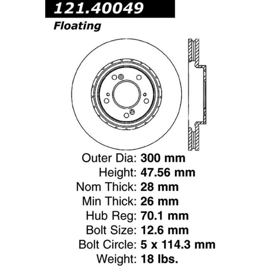 CENTRIC PARTS 121.40049 C-Tek Standard Brake Rotor
