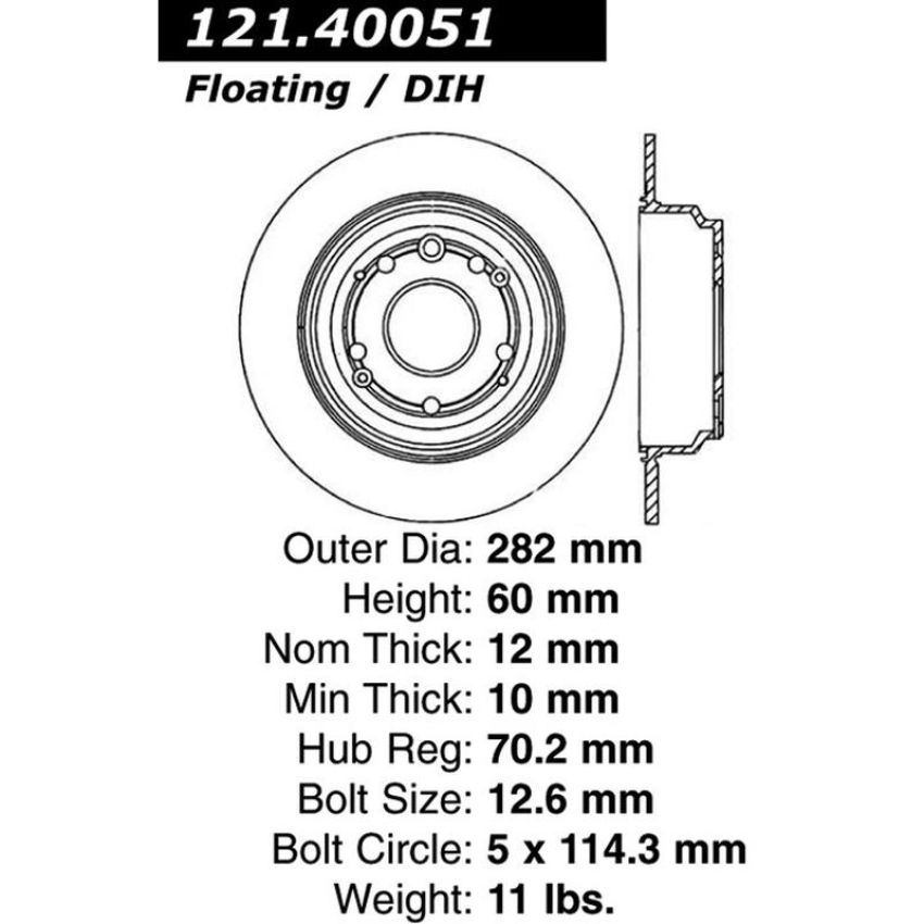 CENTRIC PARTS 121.40051 C-Tek Standard Brake Rotor
