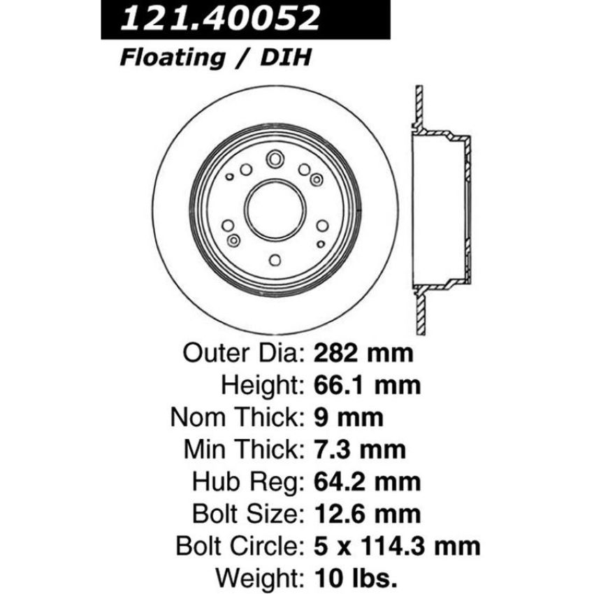 CENTRIC PARTS 121.40052 C-Tek Standard Brake Rotor