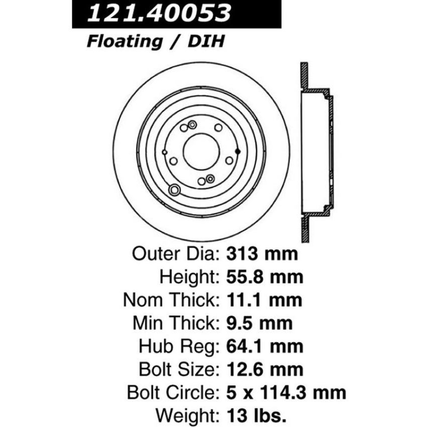 CENTRIC PARTS 121.40053 C-Tek Standard Brake Rotor