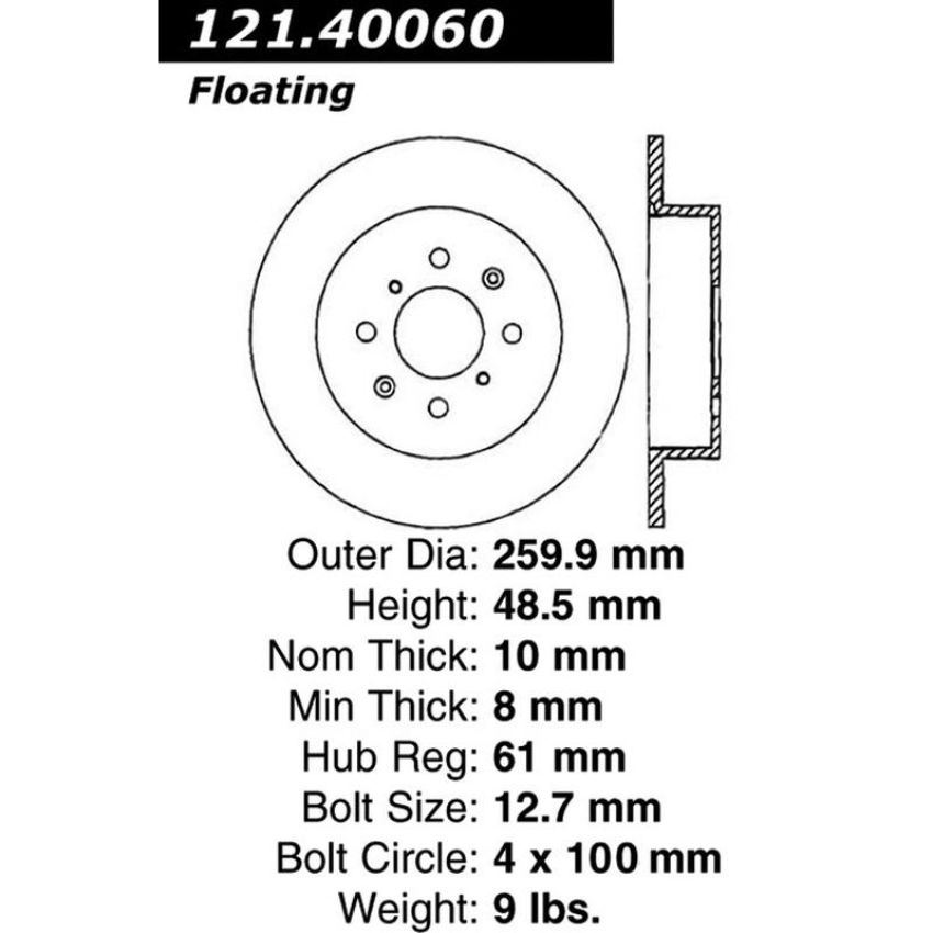 CENTRIC PARTS 121.40060 C-Tek Standard Brake Rotor