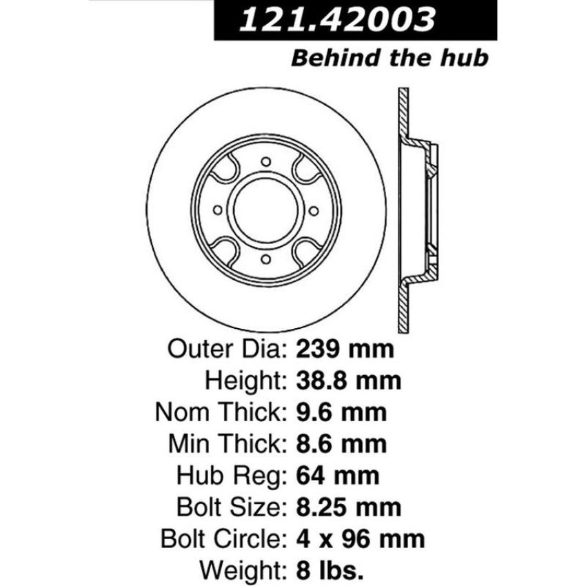CENTRIC PARTS 121.42003 C-Tek Standard Brake Rotor