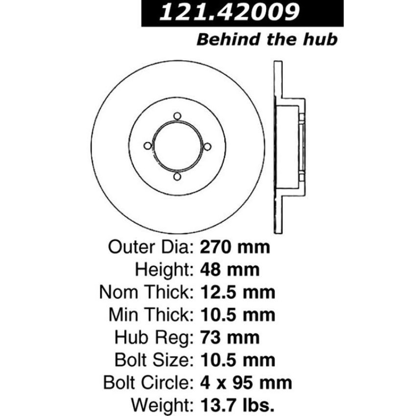 CENTRIC PARTS 121.42009 C-Tek Standard Brake Rotor