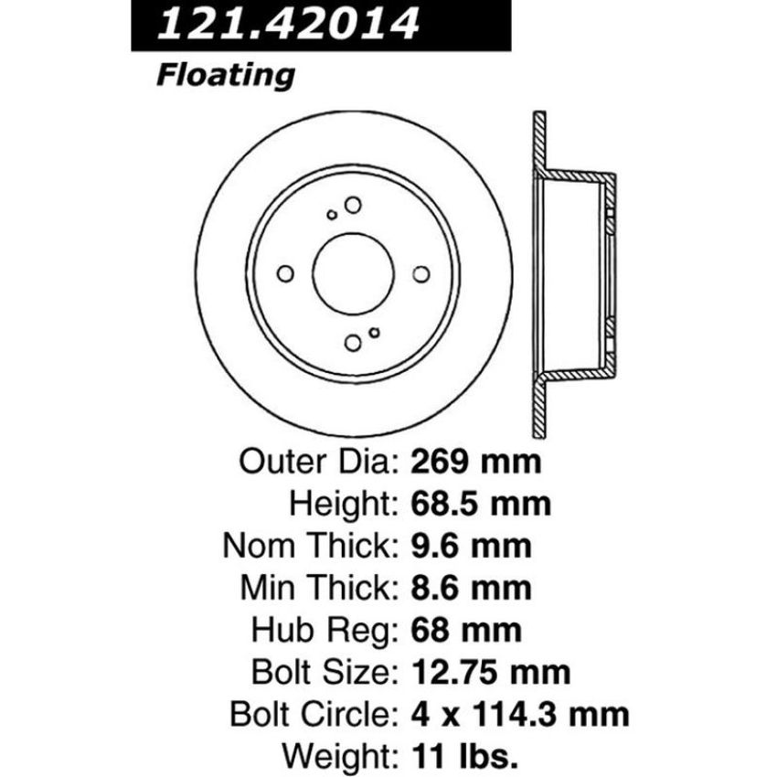 CENTRIC PARTS 121.42014 C-Tek Standard Brake Rotor