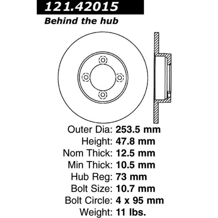 CENTRIC PARTS 121.42015 C-Tek Standard Brake Rotor