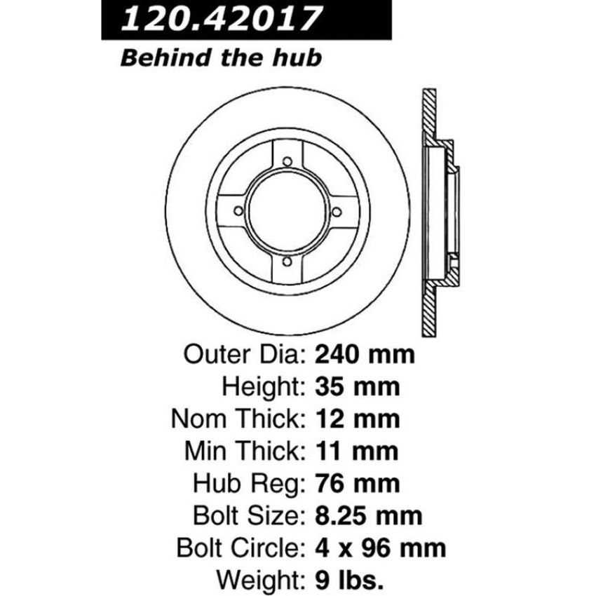 CENTRIC PARTS 121.42017 C-Tek Standard Brake Rotor