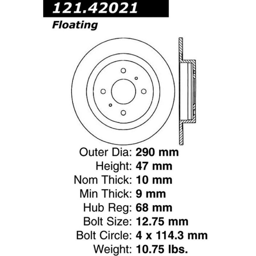 CENTRIC PARTS 121.42021 C-Tek Standard Brake Rotor