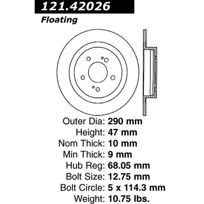 CENTRIC PARTS 121.42026 C-Tek Standard Brake Rotor