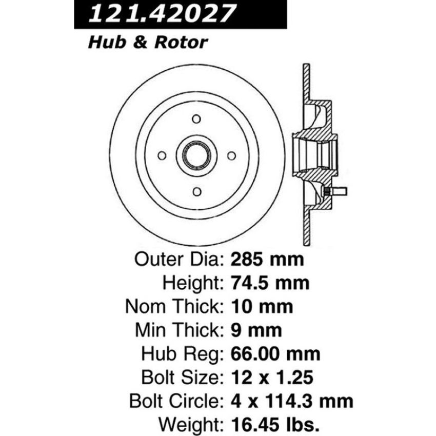CENTRIC PARTS 121.42027 C-Tek Standard Brake Rotor