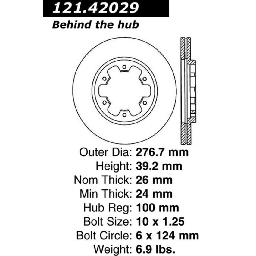 CENTRIC PARTS 121.42029 C-Tek Standard Brake Rotor