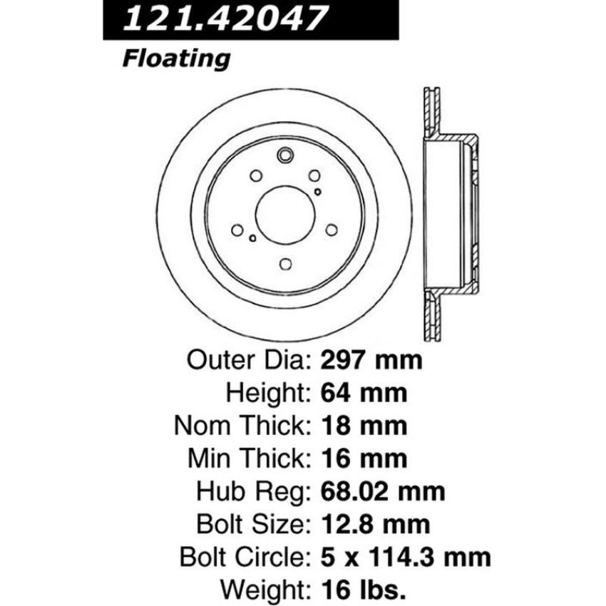CENTRIC PARTS 121.42047 C-Tek Standard Brake Rotor