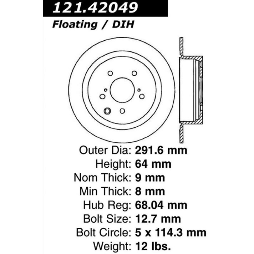 CENTRIC PARTS 121.42049 C-Tek Standard Brake Rotor