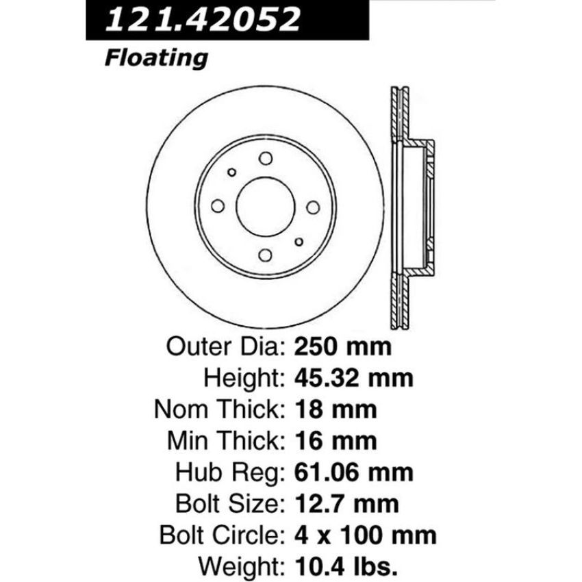CENTRIC PARTS 121.42052 C-Tek Standard Brake Rotor