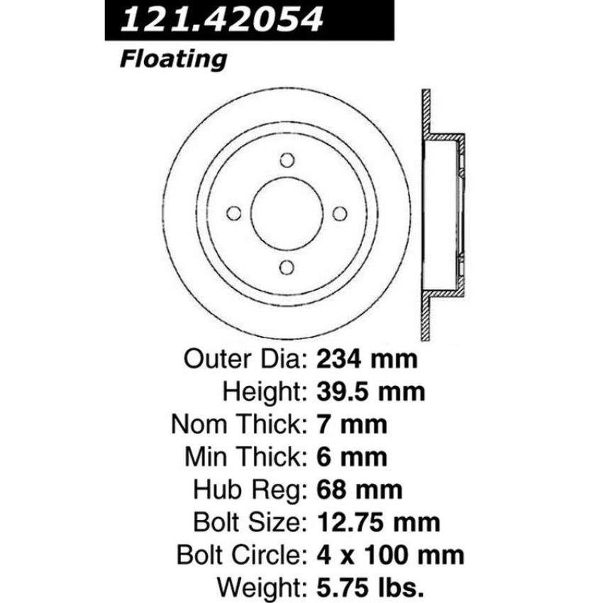 CENTRIC PARTS 121.42054 C-Tek Standard Brake Rotor