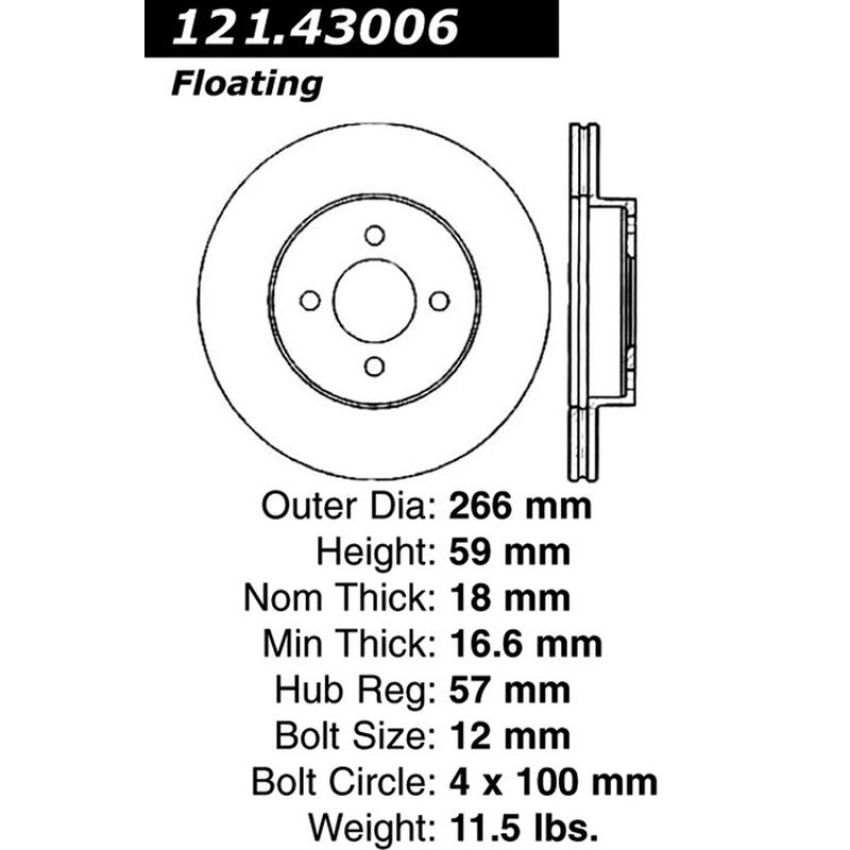 CENTRIC PARTS 121.43006 C-Tek Standard Brake Rotor