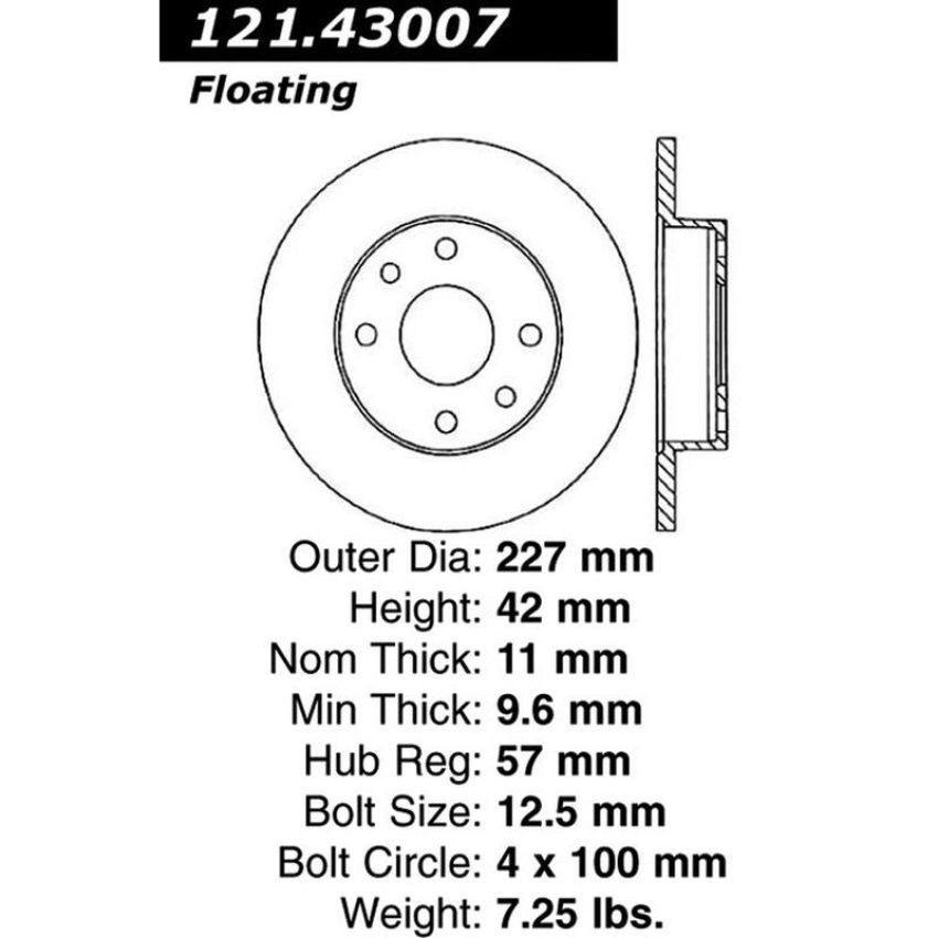 CENTRIC PARTS 121.43007 C-Tek Standard Brake Rotor