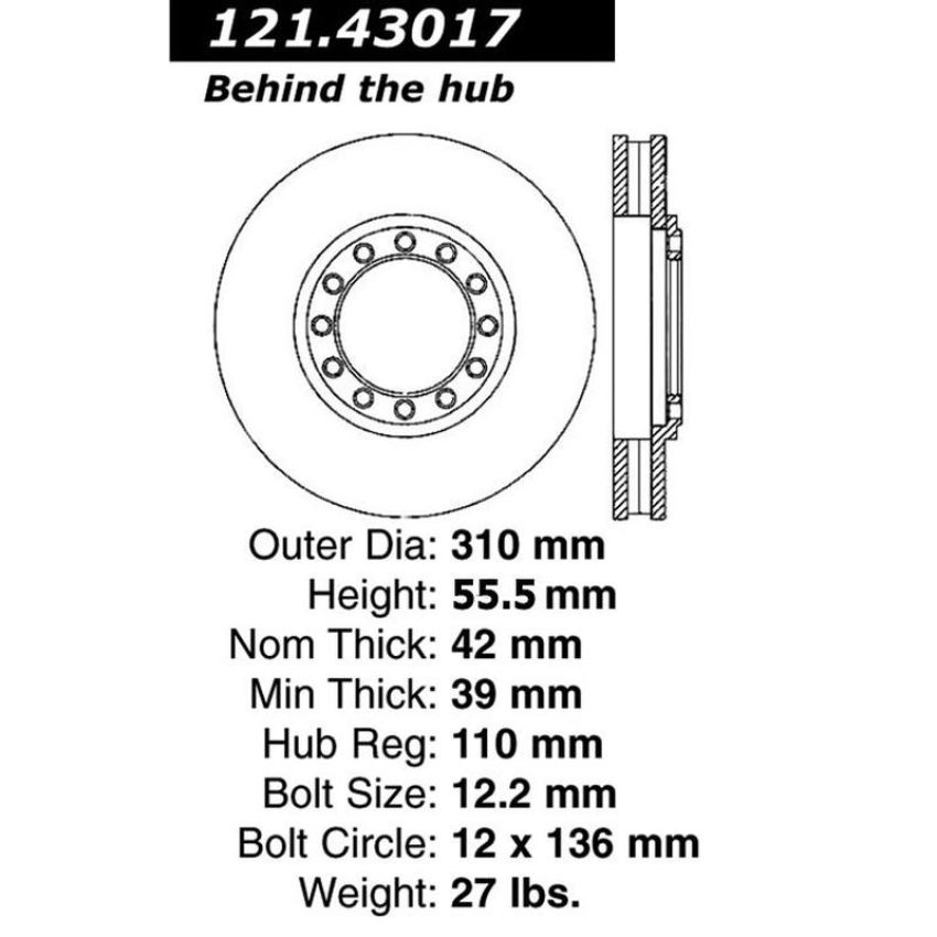 CENTRIC PARTS 121.43017 C-Tek Standard Brake Rotor