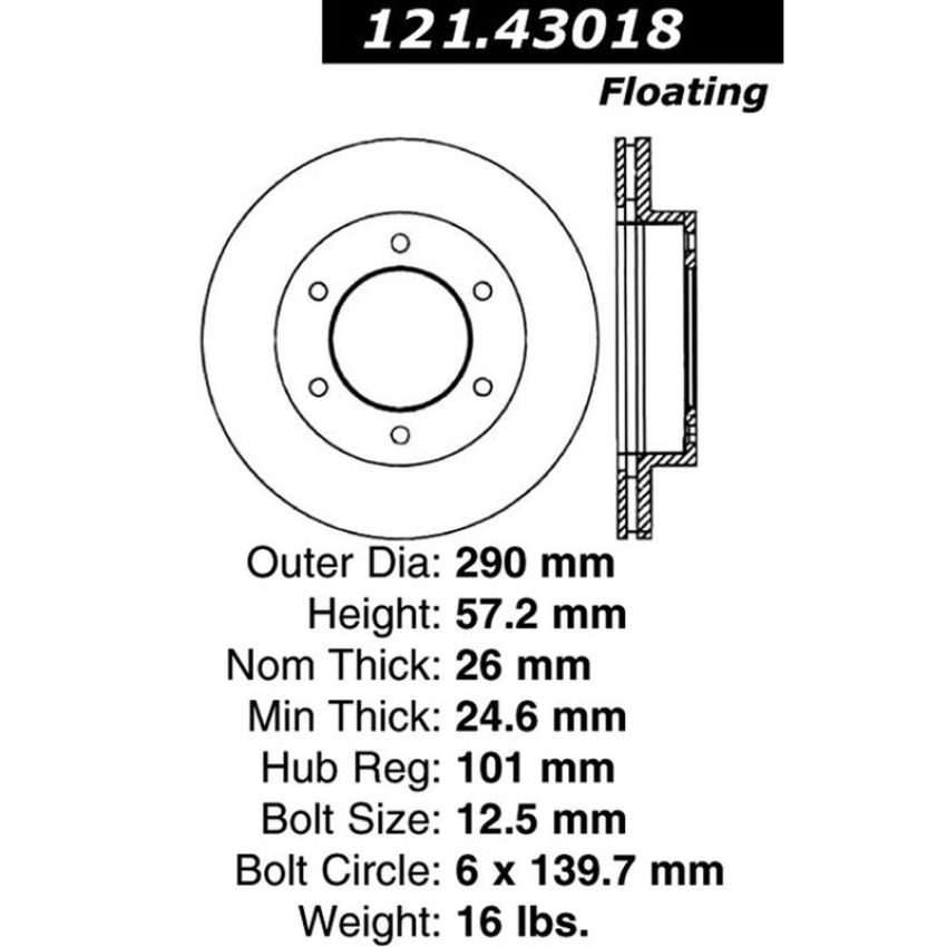 CENTRIC PARTS 121.43018 C-Tek Standard Brake Rotor