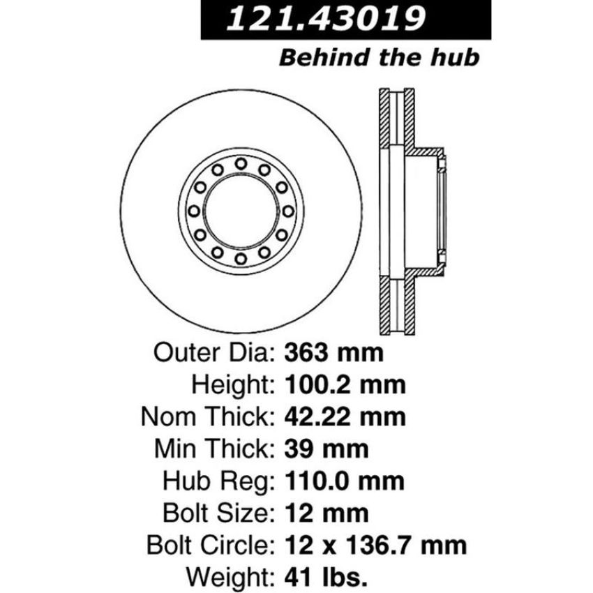 CENTRIC PARTS 121.43019 C-Tek Standard Brake Rotor