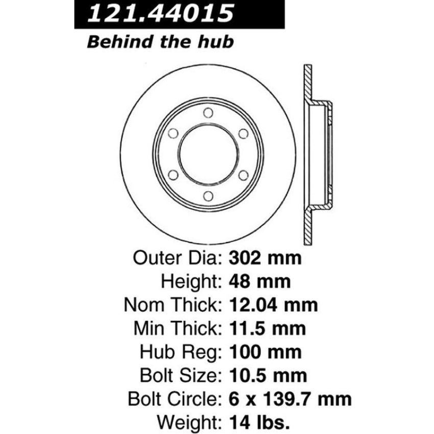 CENTRIC PARTS 121.44015 C-Tek Standard Brake Rotor