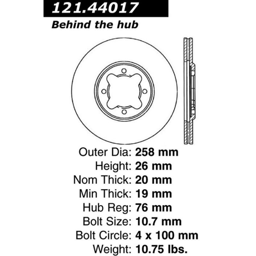 CENTRIC PARTS 121.44017 C-Tek Standard Brake Rotor