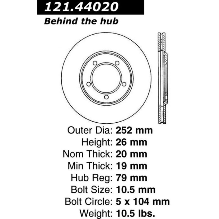 CENTRIC PARTS 121.44020 C-Tek Standard Brake Rotor