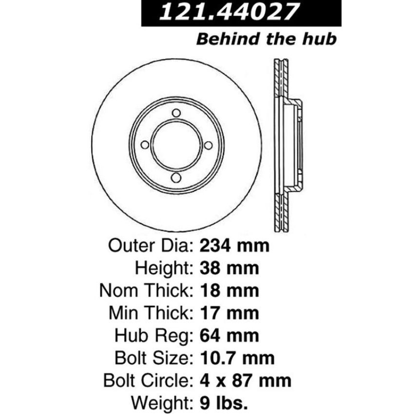 CENTRIC PARTS 121.44027 C-Tek Standard Brake Rotor