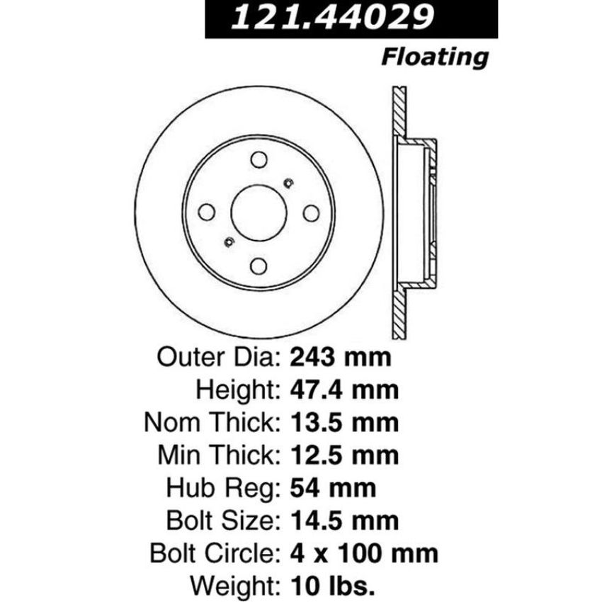 CENTRIC PARTS 121.44029 C-Tek Standard Brake Rotor