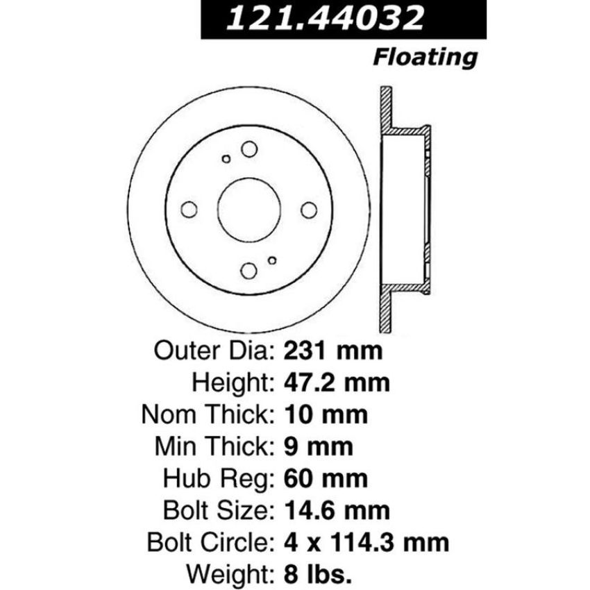 CENTRIC PARTS 121.44032 C-Tek Standard Brake Rotor