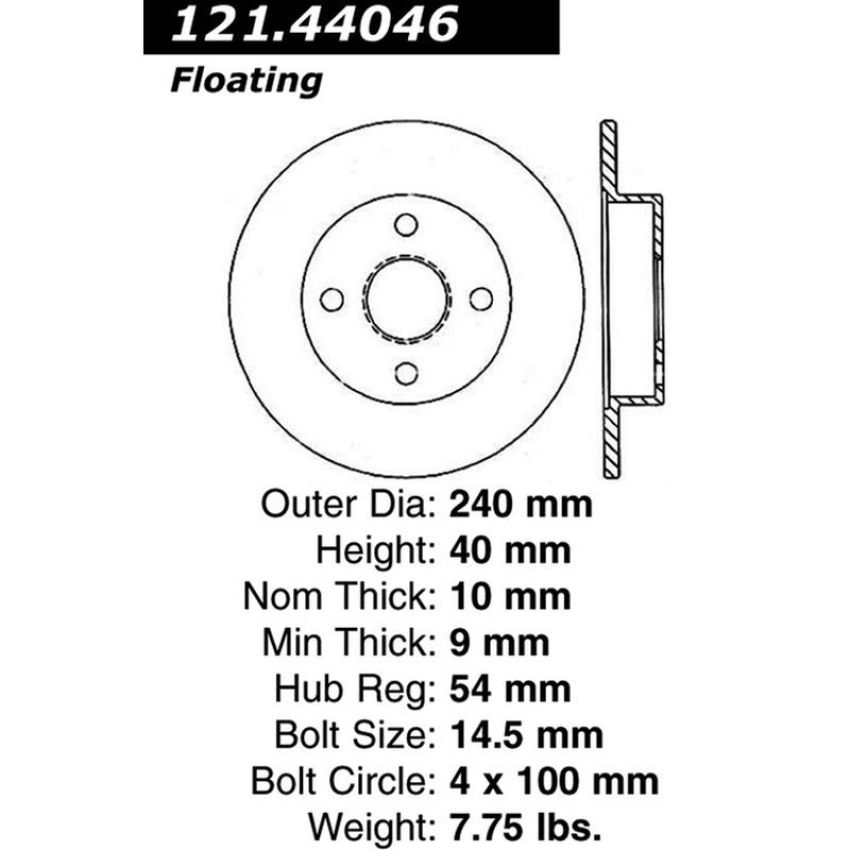 CENTRIC PARTS 121.44046 C-Tek Standard Brake Rotor