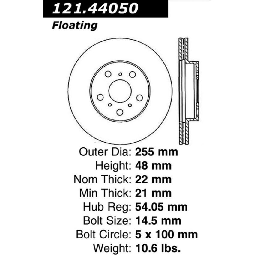 CENTRIC PARTS 121.44050 C-Tek Standard Brake Rotor