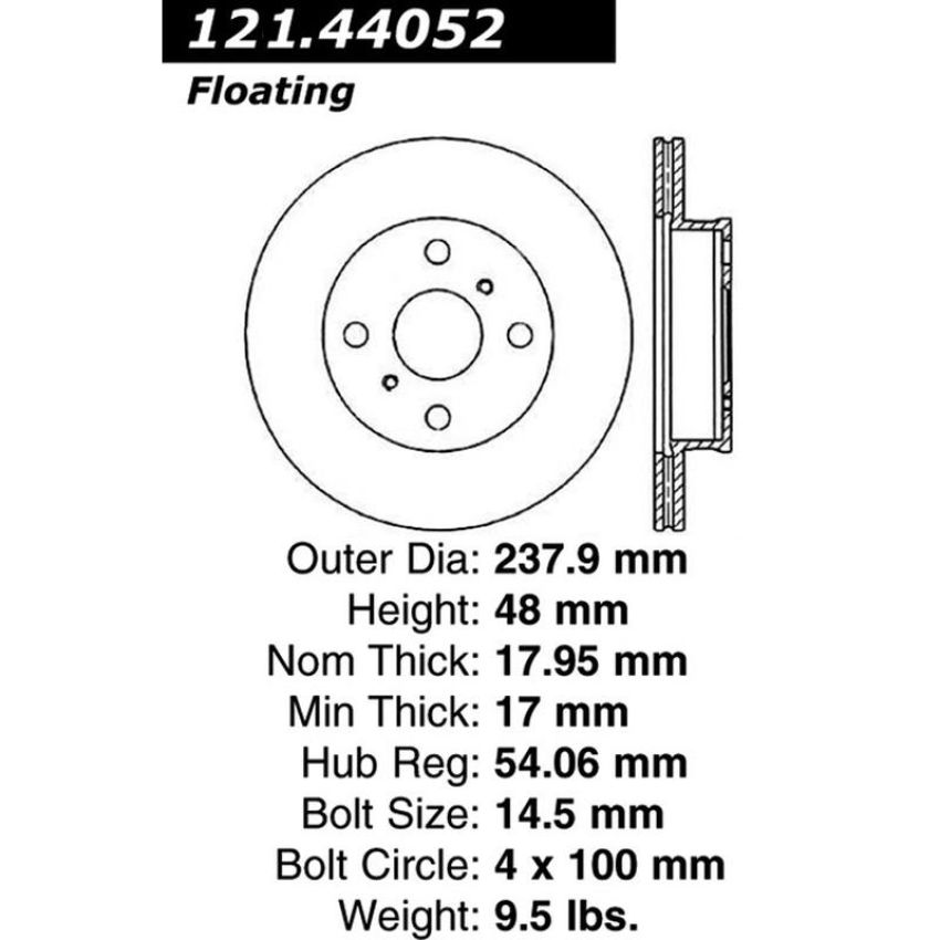 CENTRIC PARTS 121.44052 C-Tek Standard Brake Rotor