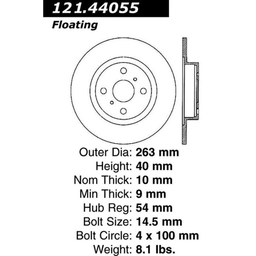 CENTRIC PARTS 121.44055 C-Tek Standard Brake Rotor