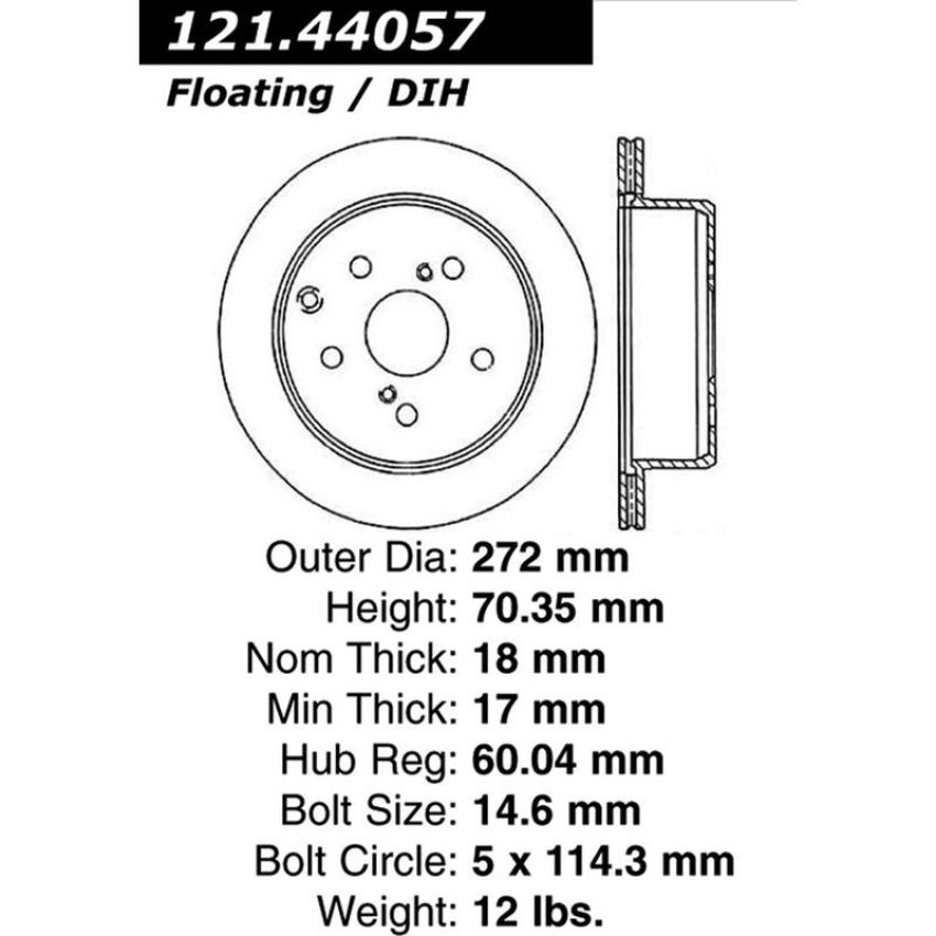CENTRIC PARTS 121.44057 C-Tek Standard Brake Rotor