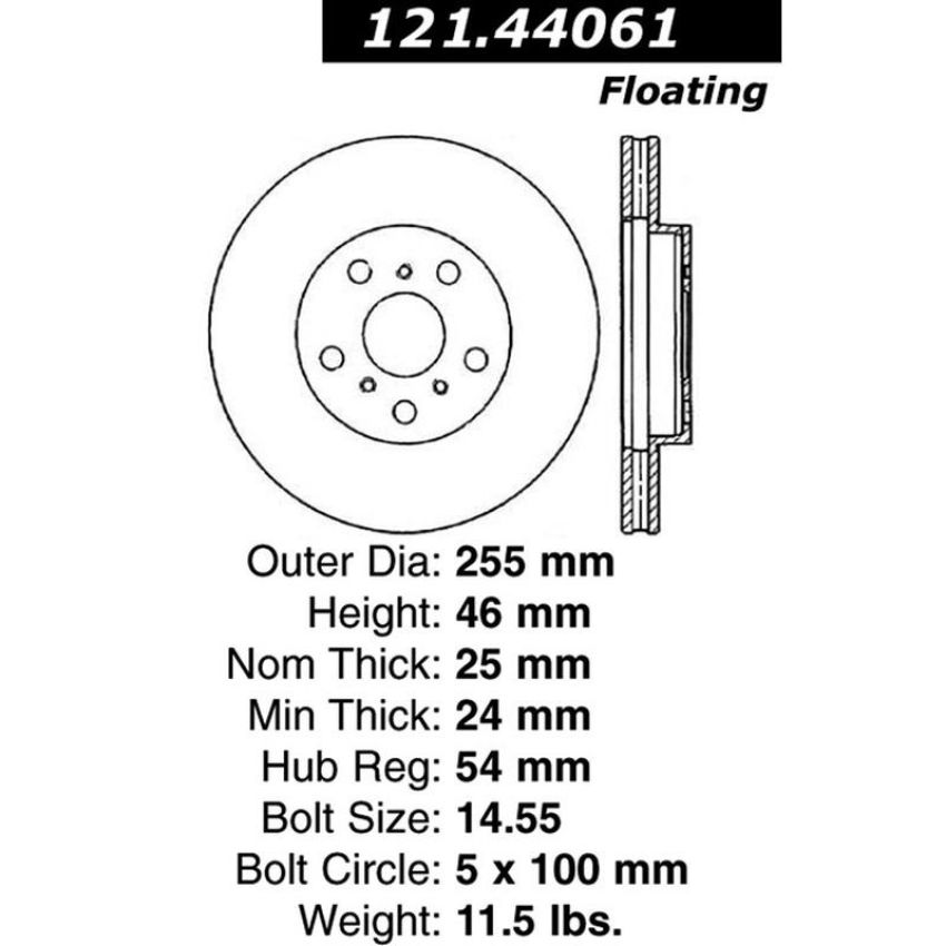 CENTRIC PARTS 121.44061 C-Tek Standard Brake Rotor