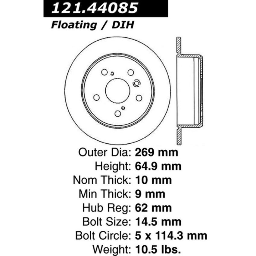 CENTRIC PARTS 121.44085 C-Tek Standard Brake Rotor