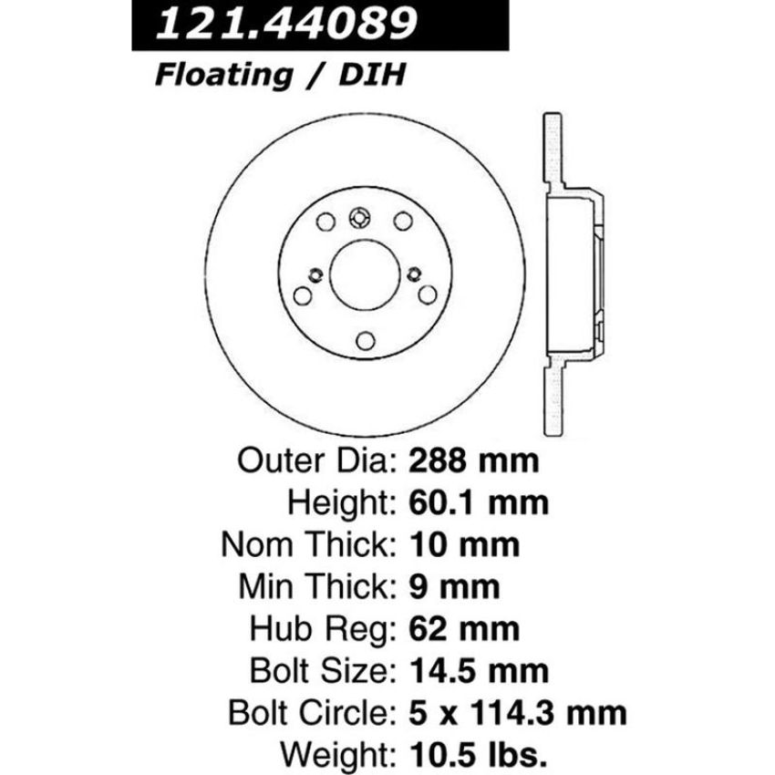 CENTRIC PARTS 121.44089 C-Tek Standard Brake Rotor