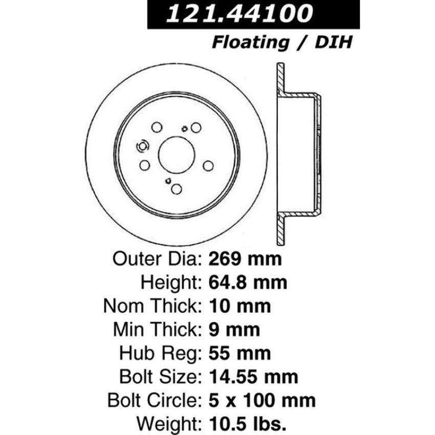 CENTRIC PARTS 121.44100 C-Tek Standard Brake Rotor