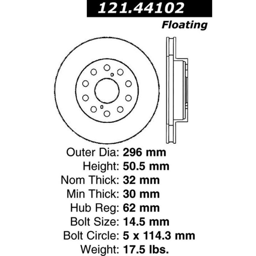 CENTRIC PARTS 121.44102 C-Tek Standard Brake Rotor
