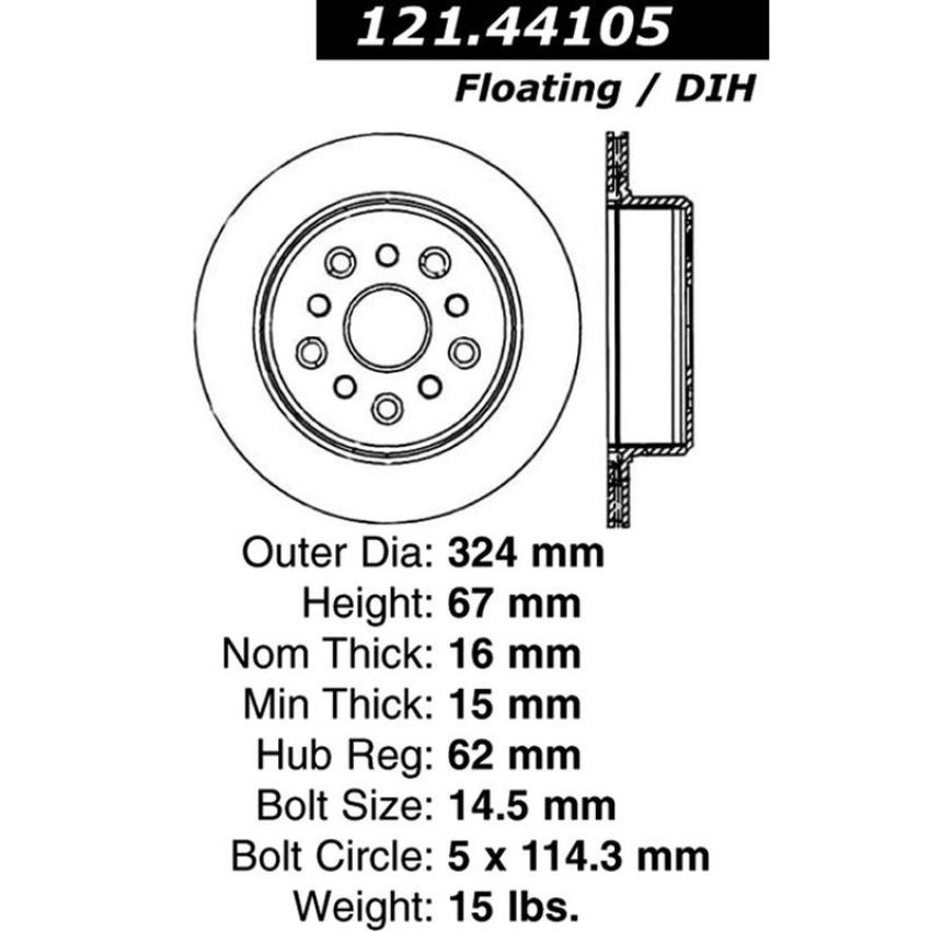 CENTRIC PARTS 121.44105 C-Tek Standard Brake Rotor