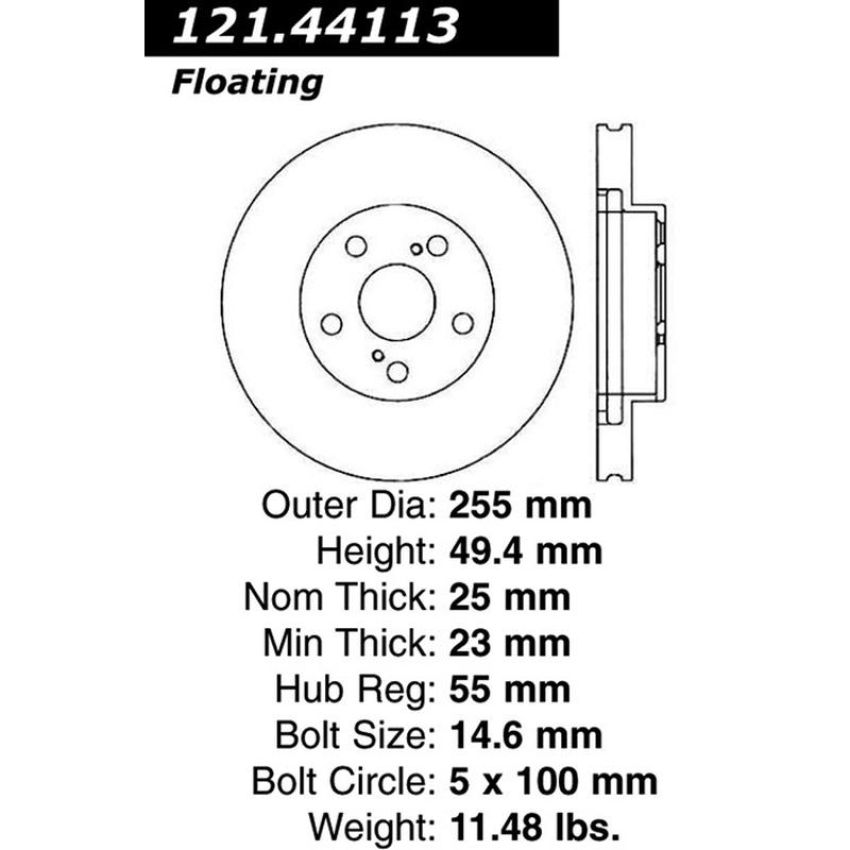 CENTRIC PARTS 121.44113 C-Tek Standard Brake Rotor