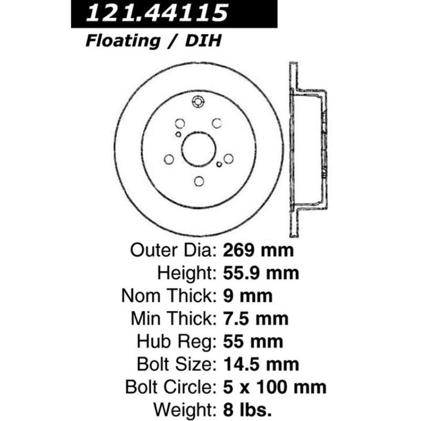 CENTRIC PARTS 121.44115 C-Tek Standard Brake Rotor