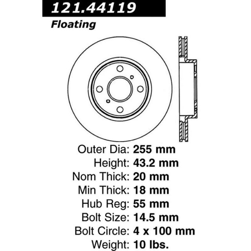 CENTRIC PARTS 121.44119 C-Tek Standard Brake Rotor