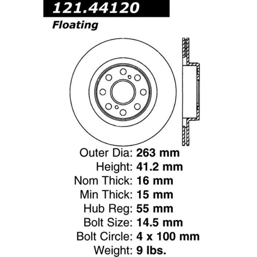 CENTRIC PARTS 121.44120 C-Tek Standard Brake Rotor