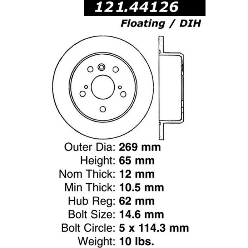 CENTRIC PARTS 121.44126 C-Tek Standard Brake Rotor