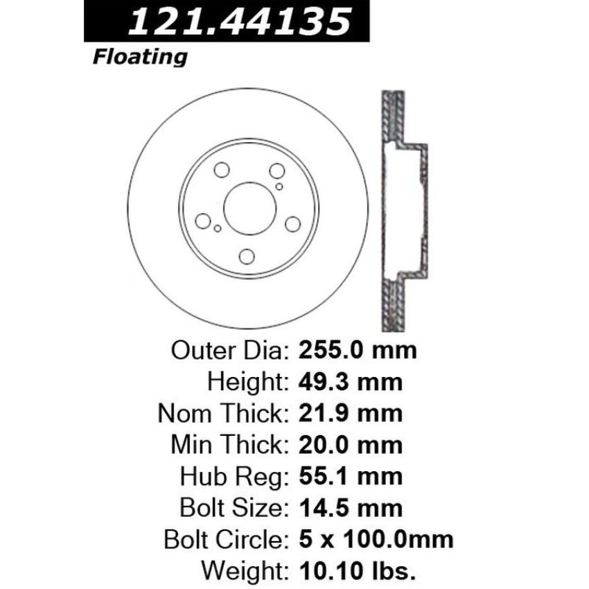 CENTRIC PARTS 121.44135 C-Tek Standard Brake Rotor