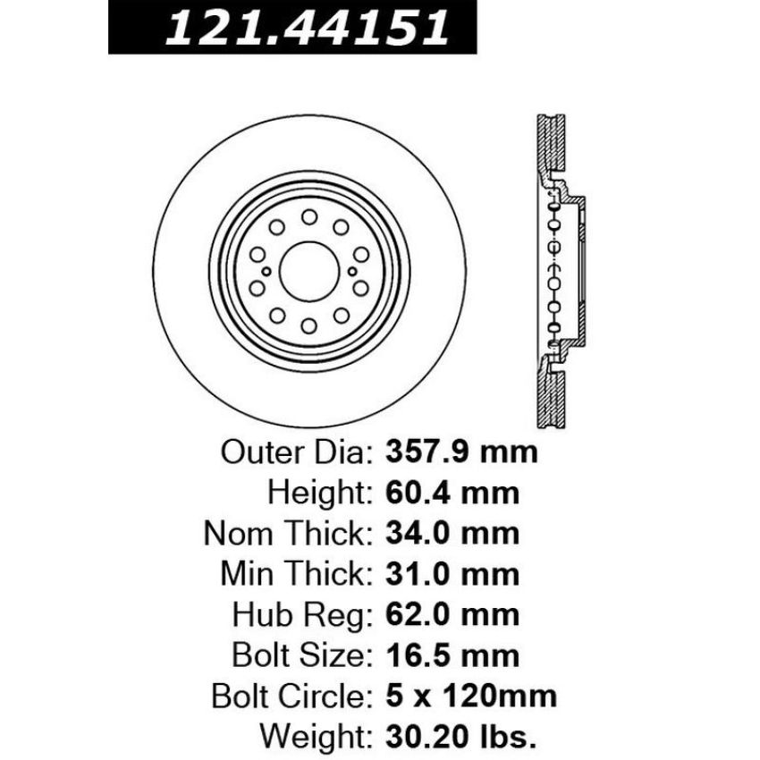 CENTRIC PARTS 121.44151 C-Tek Standard Brake Rotor