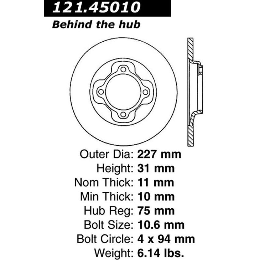 CENTRIC PARTS 121.45010 C-Tek Standard Brake Rotor